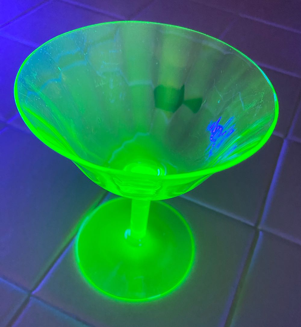 Tiffin Green Depression Glass Champagne Glasses  ornament collectible - Main Image 3