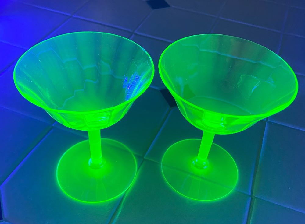 Tiffin Green Depression Glass Champagne Glasses  ornament collectible - Main Image 4