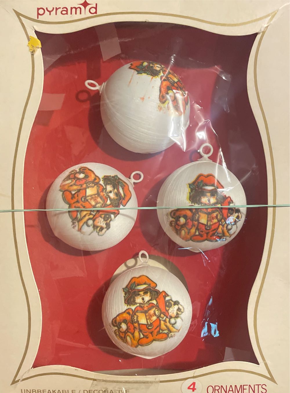 Pyramid - Satin Sheen - Round - Girl Caroling In Pajamas With Dog & Teddy - Round (Satin Sheen) ornament collectible - Main Image 2