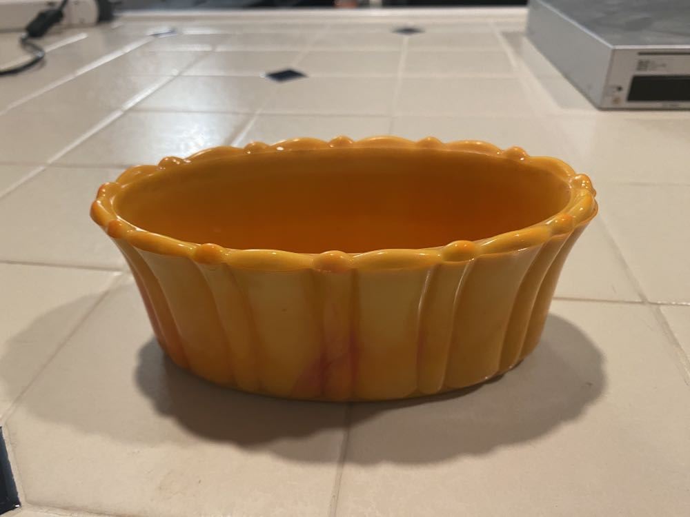 Akro Agate Orange Slag Glass Small Oval Planter No. 654  ornament collectible - Main Image 2