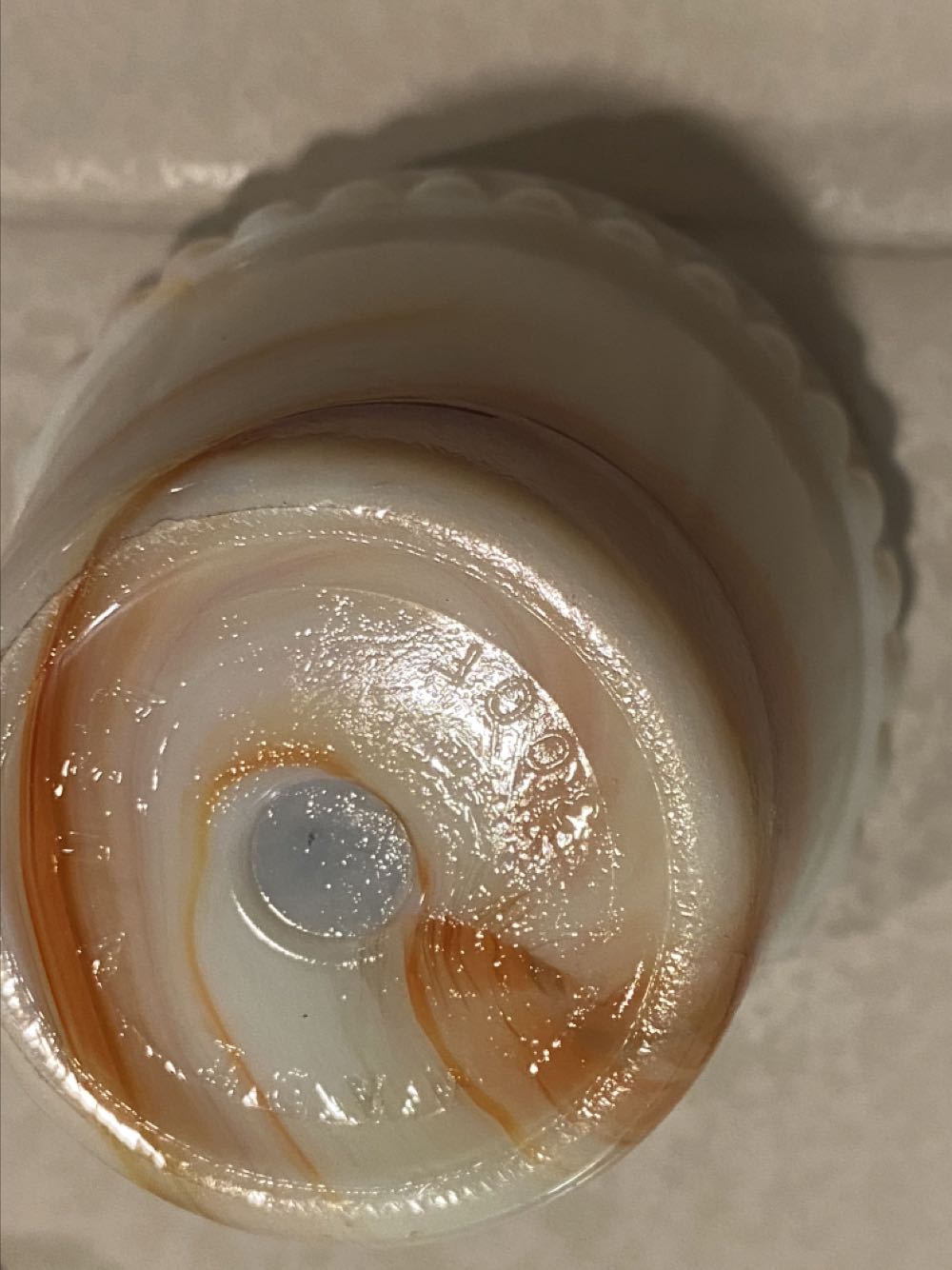 Akro Agate Flower Pot 300F Orange White Slag Glass Mini Flowerpot Ribbed Top 2.75” High  ornament collectible - Main Image 3