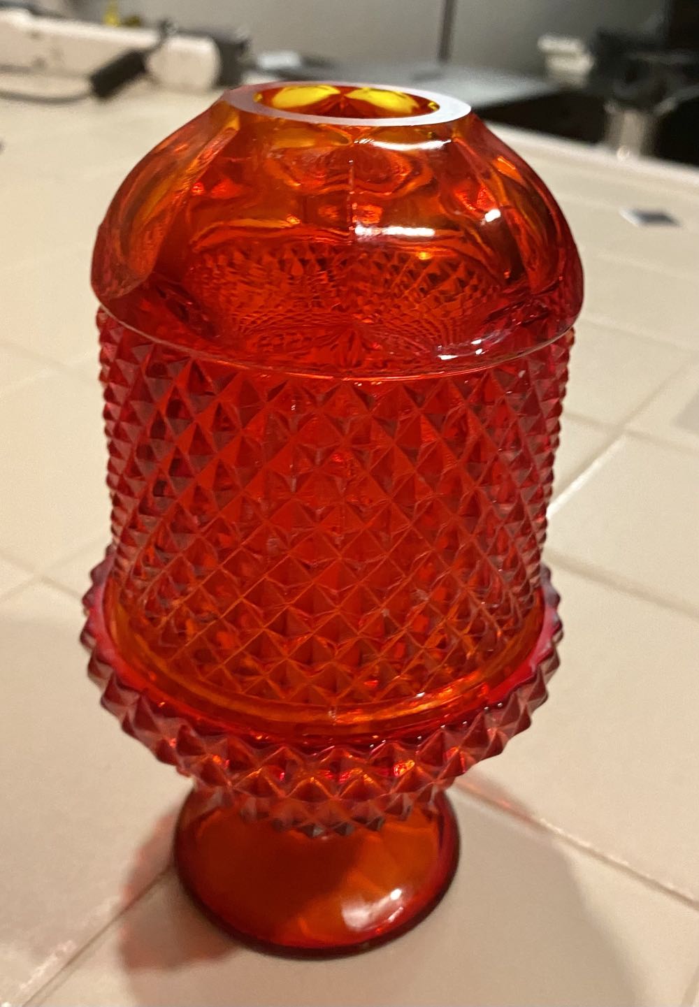 Viking Glass Red Diamond Point Glimmer Fairy Lamp  ornament collectible - Main Image 2