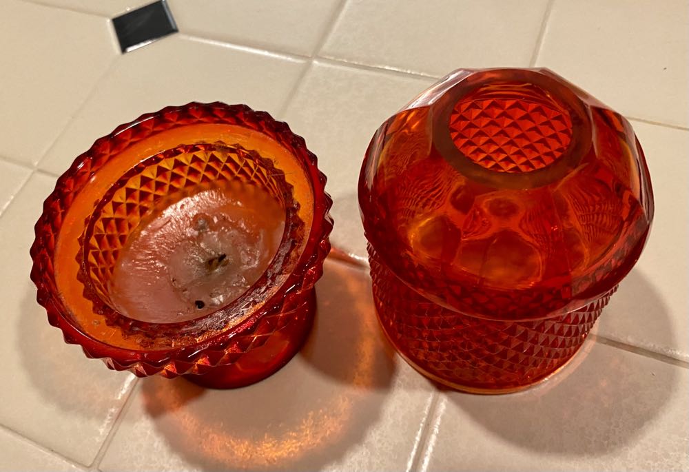 Viking Glass Red Diamond Point Glimmer Fairy Lamp  ornament collectible - Main Image 4