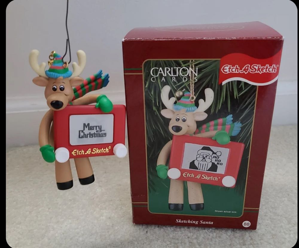 Carlton Cards Etch A Sketch Sketching Santa  ornament collectible - Main Image 2