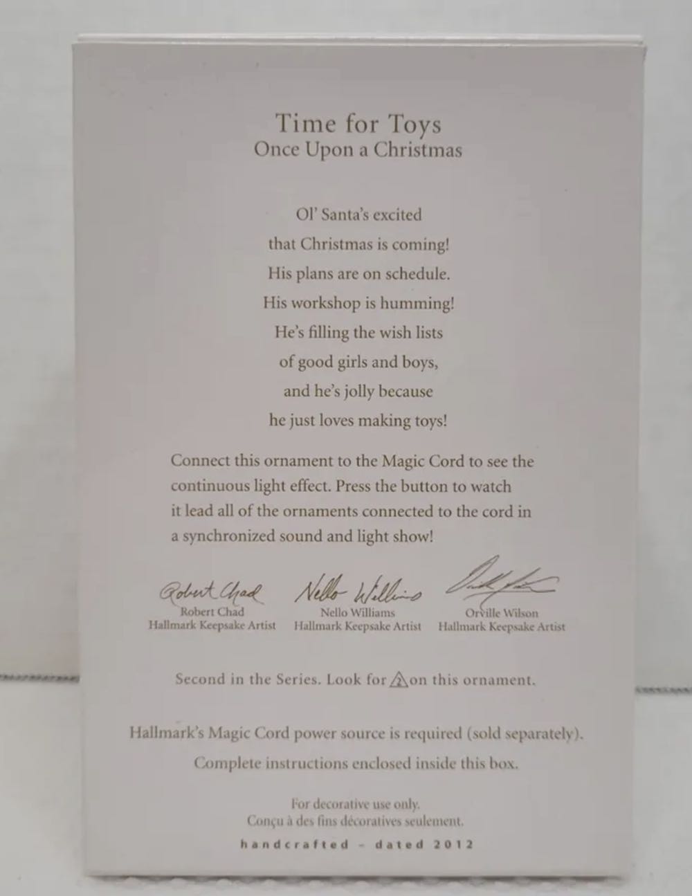 Once Upon A Christmas: #2 Time For Toys - Once Upon A Christmas (Magic Cord- Light & Sound) ornament collectible - Main Image 2