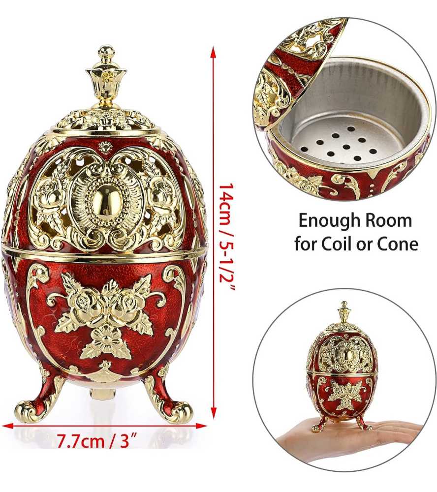 JUXYES Vintage Incense Burner  (Faberge style) ornament collectible - Main Image 2