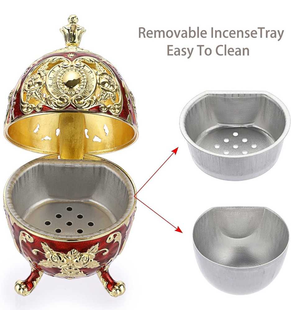 JUXYES Vintage Incense Burner  (Faberge style) ornament collectible - Main Image 3