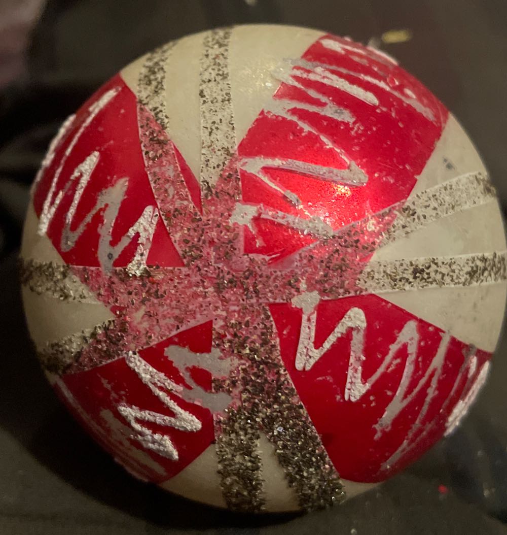 West Germany - D.B.G.M - Stripes & Swirls - Mica - Red, White, Silver - Stripes & Swirls (Round) ornament collectible - Main Image 2