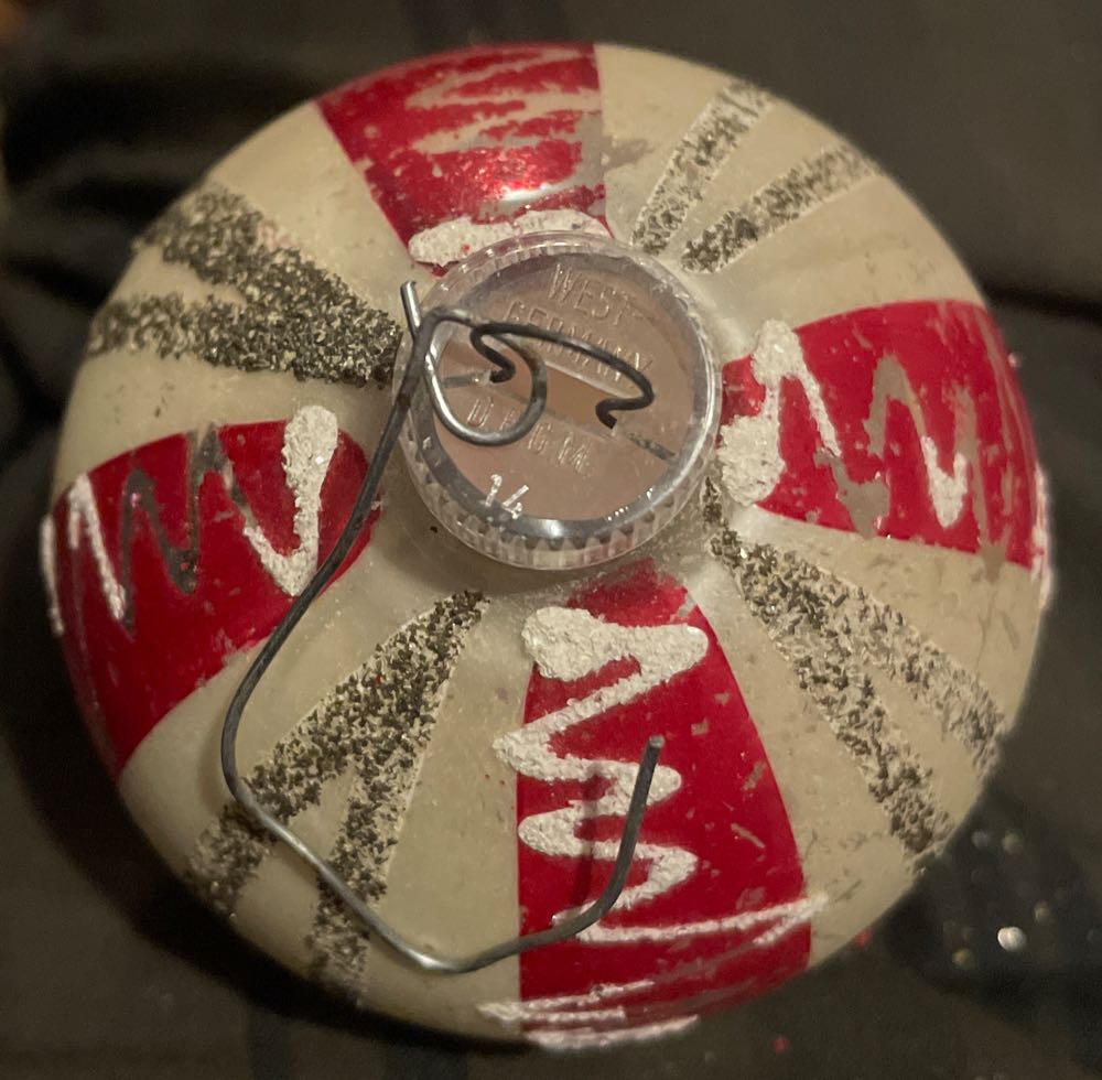 West Germany - D.B.G.M - Stripes & Swirls - Mica - Red, White, Silver - Stripes & Swirls (Round) ornament collectible - Main Image 3