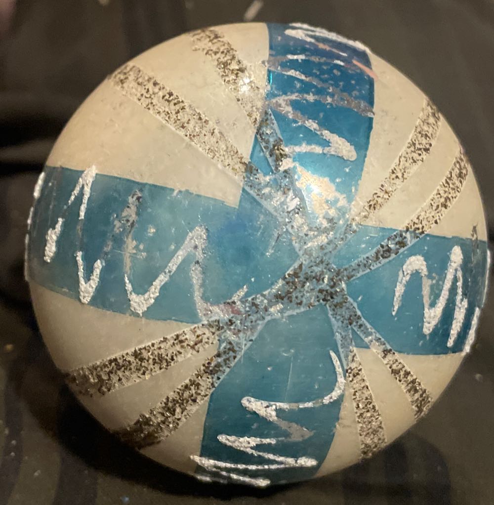 West Germany - D.B.G.M - Stripes & Swirls - Mica - Blue, White, Silver - Stripes & Swirls (Round) ornament collectible - Main Image 2