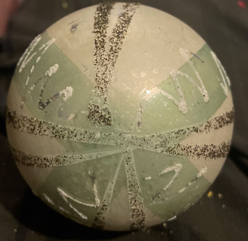 West Germany - D.B.G.M - Stripes & Swirls - Mica - Green, White, Silver - Stripes & Swirls (Round) ornament collectible - Main Image 2