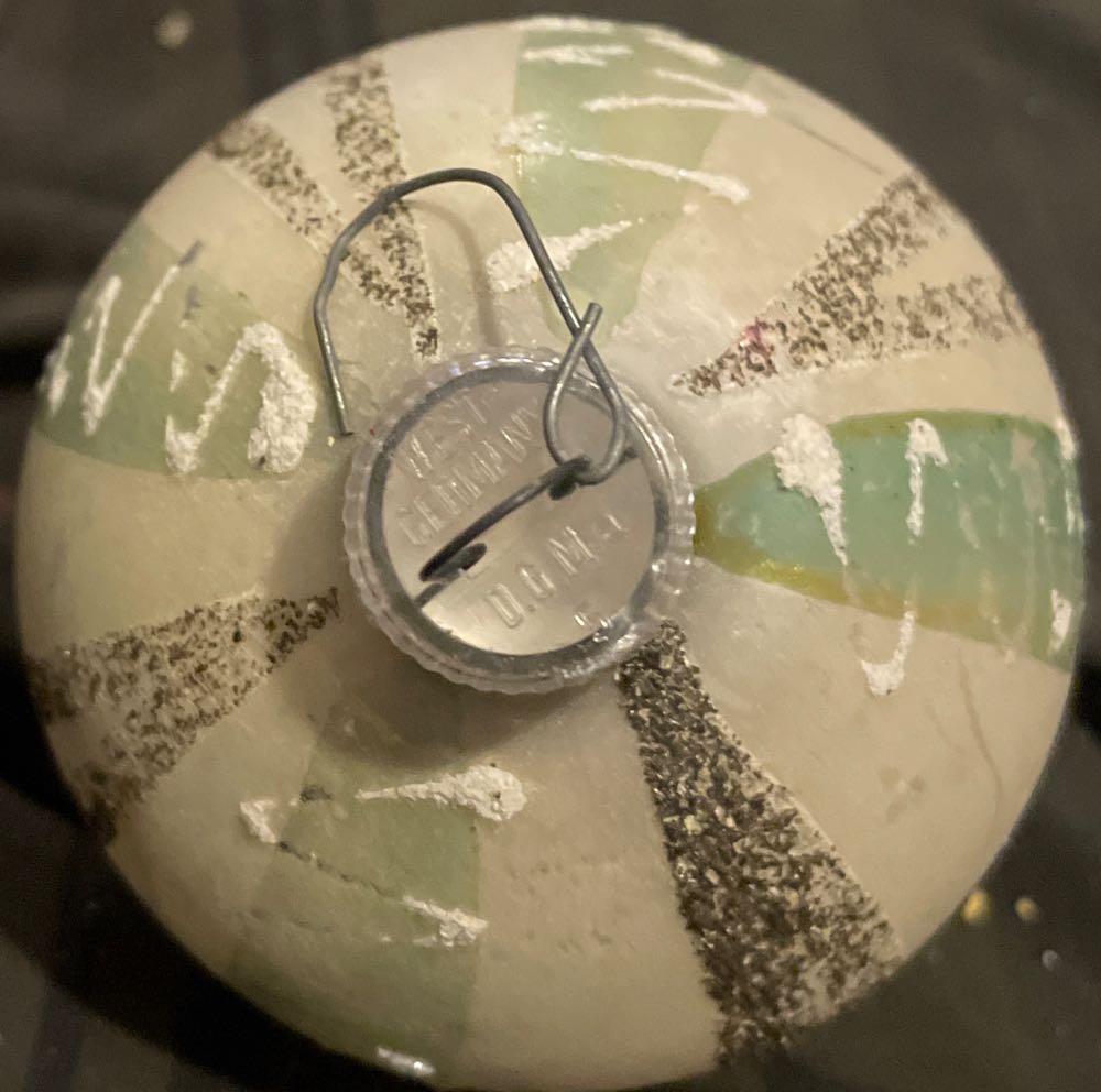 West Germany - D.B.G.M - Stripes & Swirls - Mica - Green, White, Silver - Stripes & Swirls (Round) ornament collectible - Main Image 3