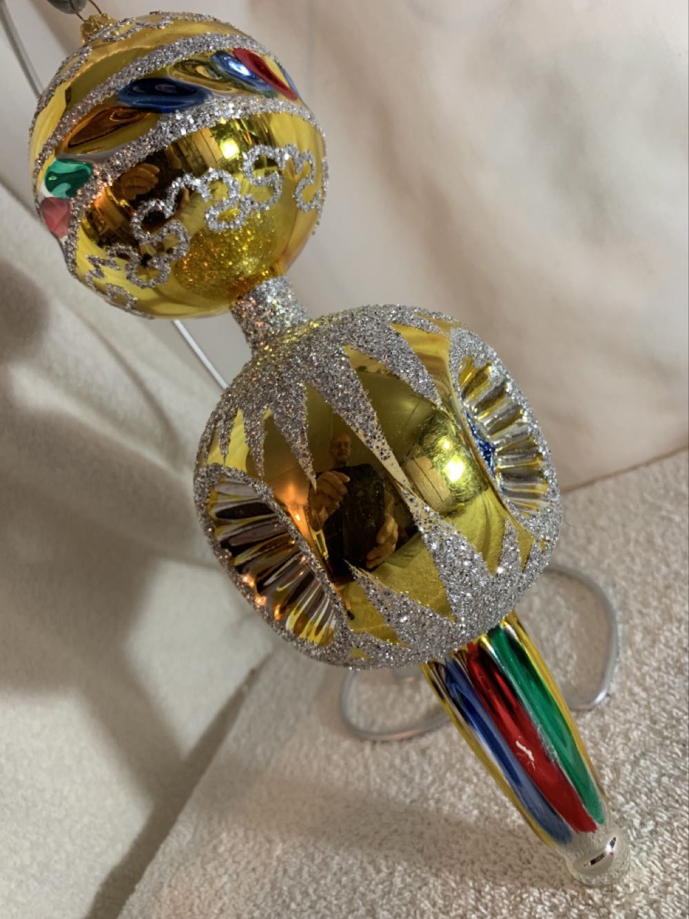 Jumbo Golden Double Drop Double Reflrctor, Vintage  (Christmas Tree Ornament) ornament collectible - Main Image 2