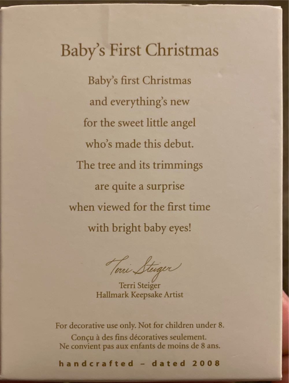 Baby’s First Christmas 2008  ornament collectible [Barcode 795902024871] - Main Image 2