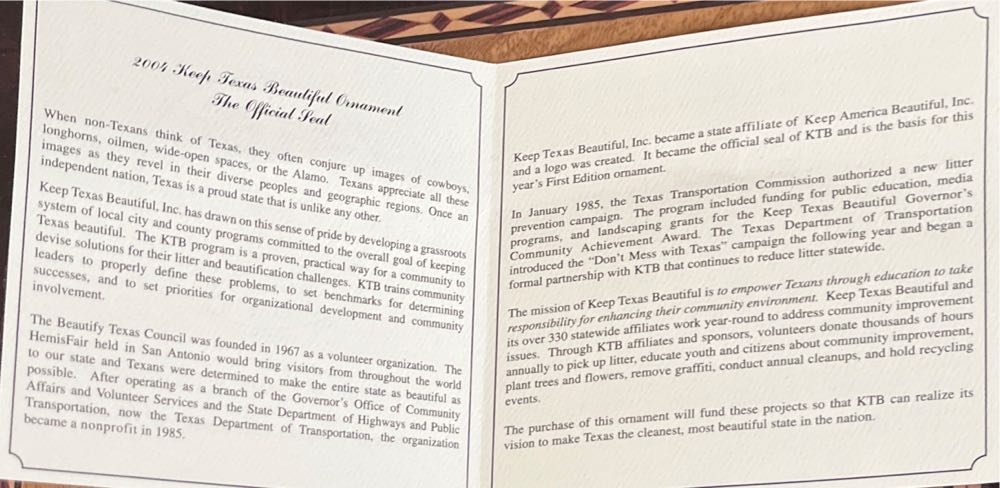 Keep Texas Beautiful  ornament collectible - Main Image 4