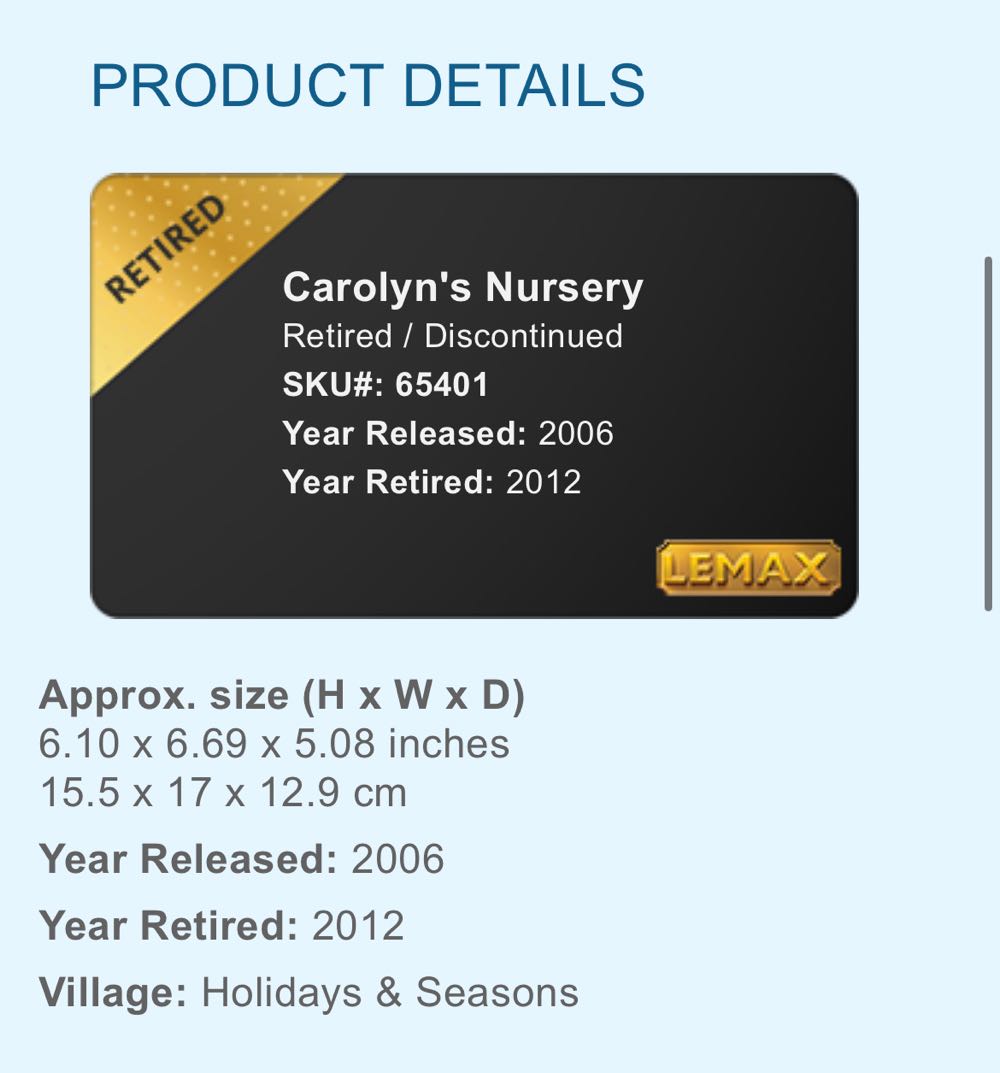 Carolyn’s Nursery  ornament collectible [Barcode 728162654014] - Main Image 2