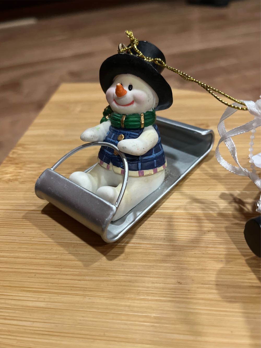 Snowman On Metal Sleigh  (Snowmen) ornament collectible - Main Image 2