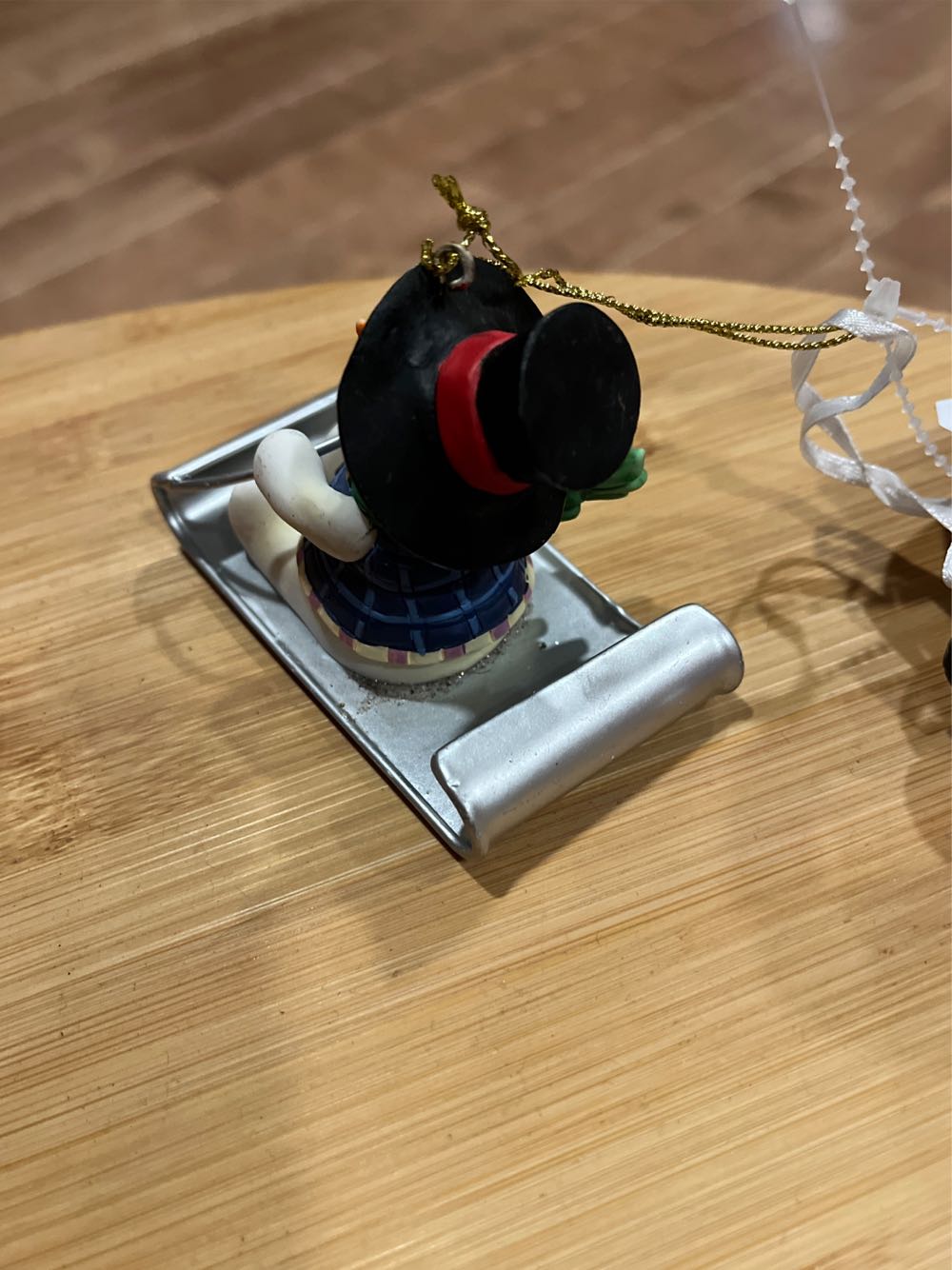 Snowman On Metal Sleigh  (Snowmen) ornament collectible - Main Image 3