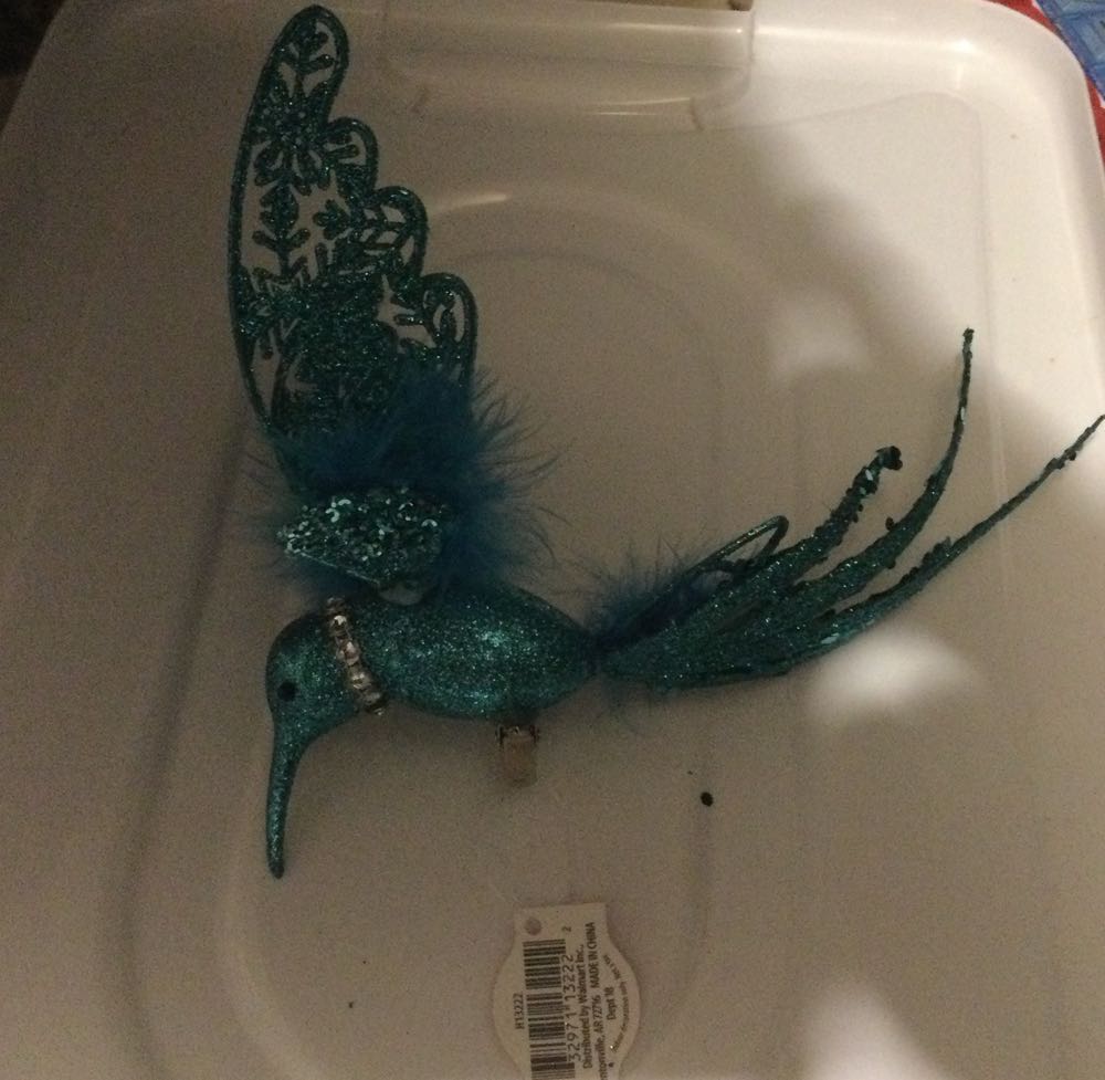 Hummingbird Teal Snowflake Wing - Holiday Time ornament collectible - Main Image 2