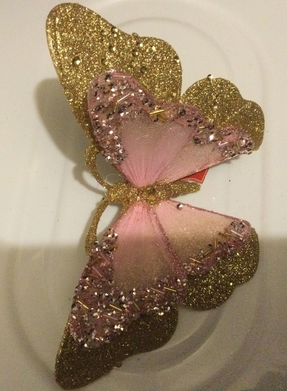 Butterfly Gold with Pink - Holiday Time ornament collectible - Main Image 2