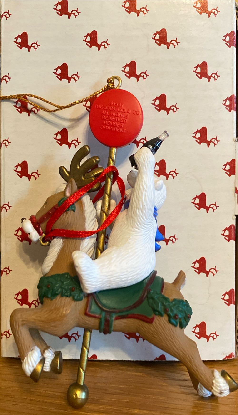 Polar Bear Riding a Carousel Deer - Cavanaugh’s Coca-Cola Christmas Collectors Society (Coca-Cola Polar Bears) ornament collectible - Main Image 2