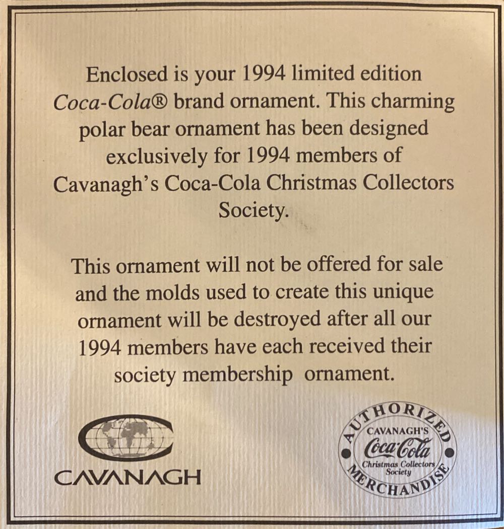 Polar Bear Fishing - Cavanaugh’s Coca-Cola Christmas Collectors Society (Coca-Cola Polar Bears) ornament collectible - Main Image 3