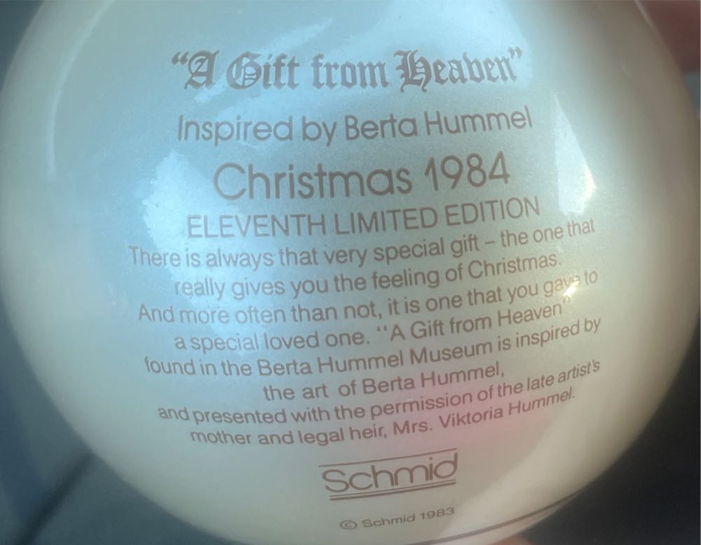 Schmid - 1984 - #11 - “A Gift From Heaven” - Bertha Hummel (Collectible Series) ornament collectible - Main Image 2