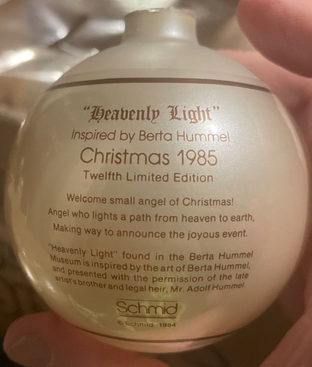 Schmid - Hummel - 1985 - #12 - “Heavenly Light” - Bertha Hummel (Collectible Series) ornament collectible - Main Image 2