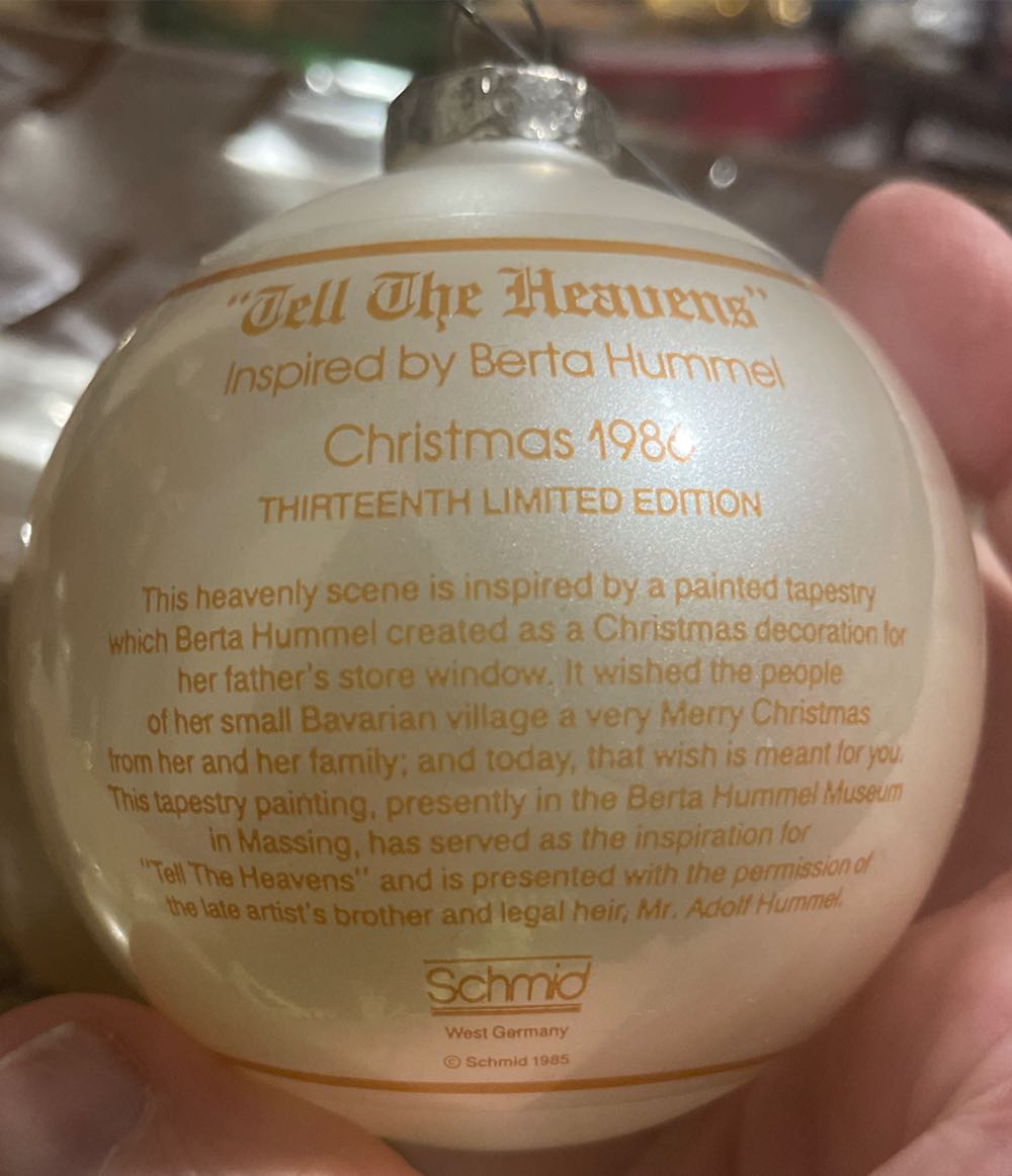 Schmid - Hummel - 1986 - #13 - “Tell The Heavens” - Bertha Hummel (Collectible Series) ornament collectible - Main Image 2