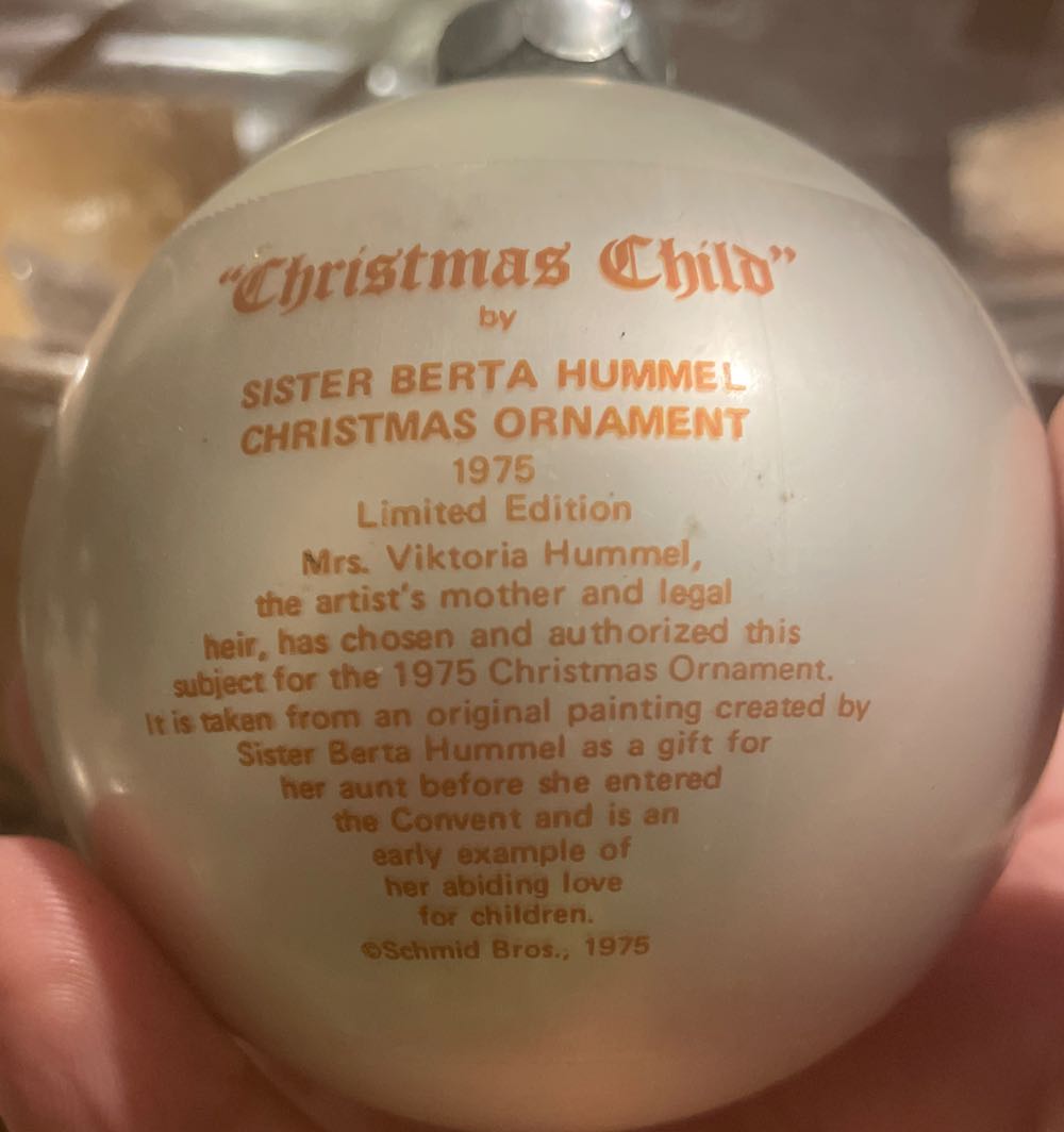 Schmid - Hummel - 1975 - #2 - Christmas Child - Bertha Hummel (Collectible Series) ornament collectible - Main Image 2