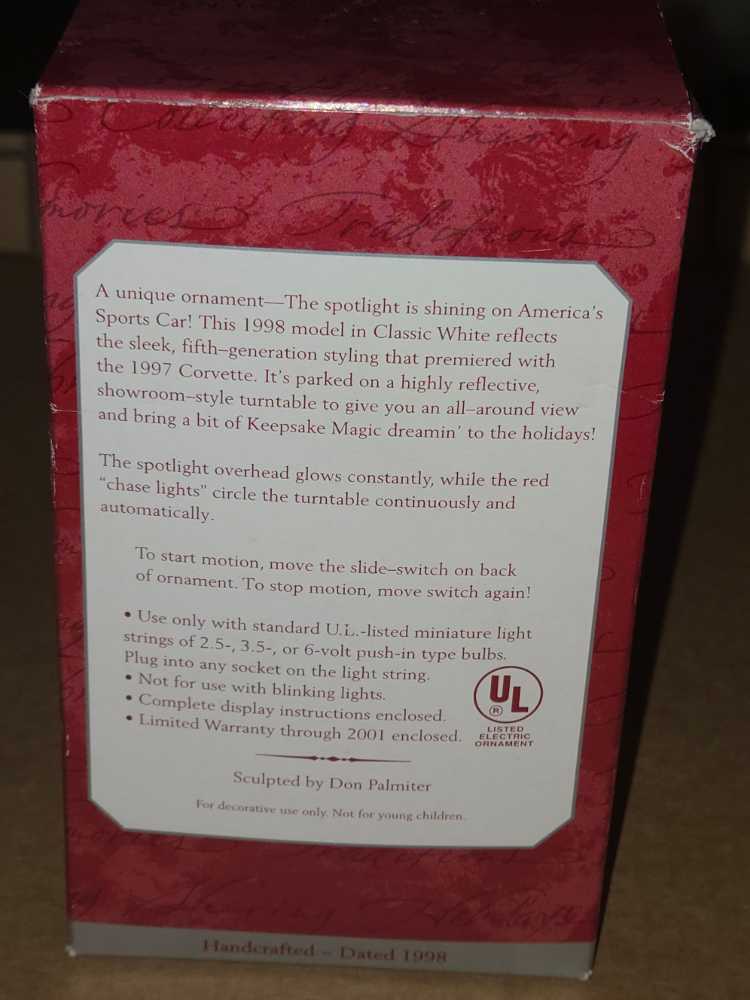 Hallmark Ornament Corvette Magic Light & Motion  (sport cars) ornament collectible [Barcode 015012377903] - Main Image 2
