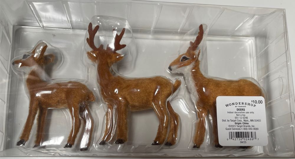 Target Wondershop Faux Fur Brown Deer Family 3 Pc Christmas Set Of New  (Reindeer) ornament collectible [Barcode 042738024897] - Main Image 2