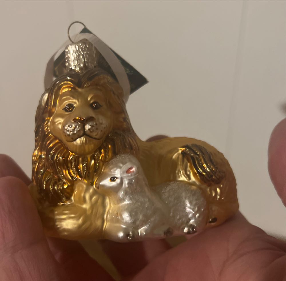 Vin. 2003 Blown Glass Old World Christmas Lion & Lamb Ornament  ornament collectible - Main Image 3