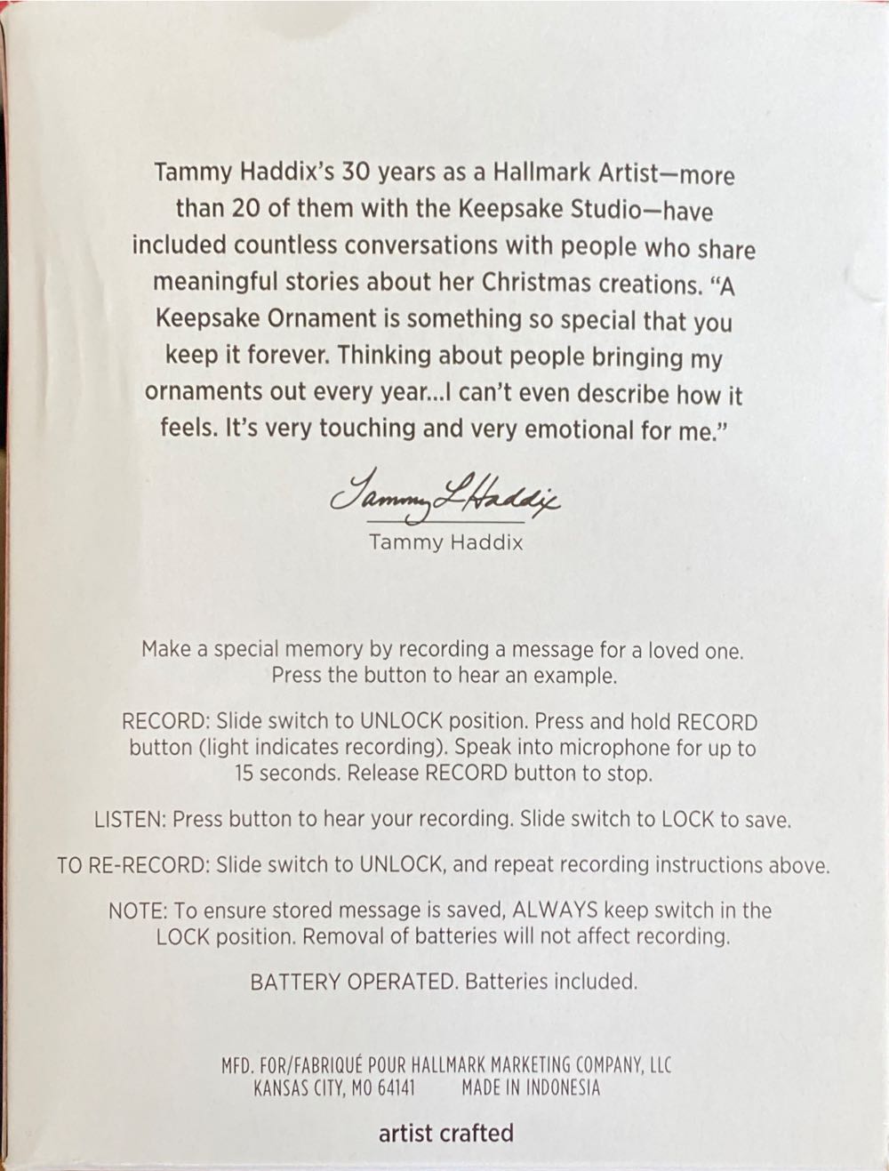 Smiles Across The Miles Snowman Recordable Sound Ornament (Family) - Personalized (Magic Recordable Sound) ornament collectible [Barcode 763795794980] - Main Image 2