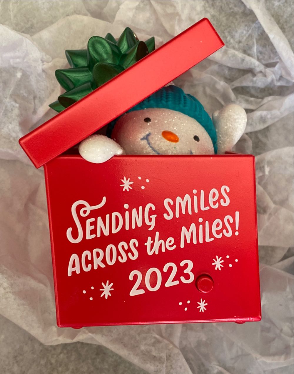 Smiles Across The Miles Snowman Recordable Sound Ornament (Family) - Personalized (Magic Recordable Sound) ornament collectible [Barcode 763795794980] - Main Image 3