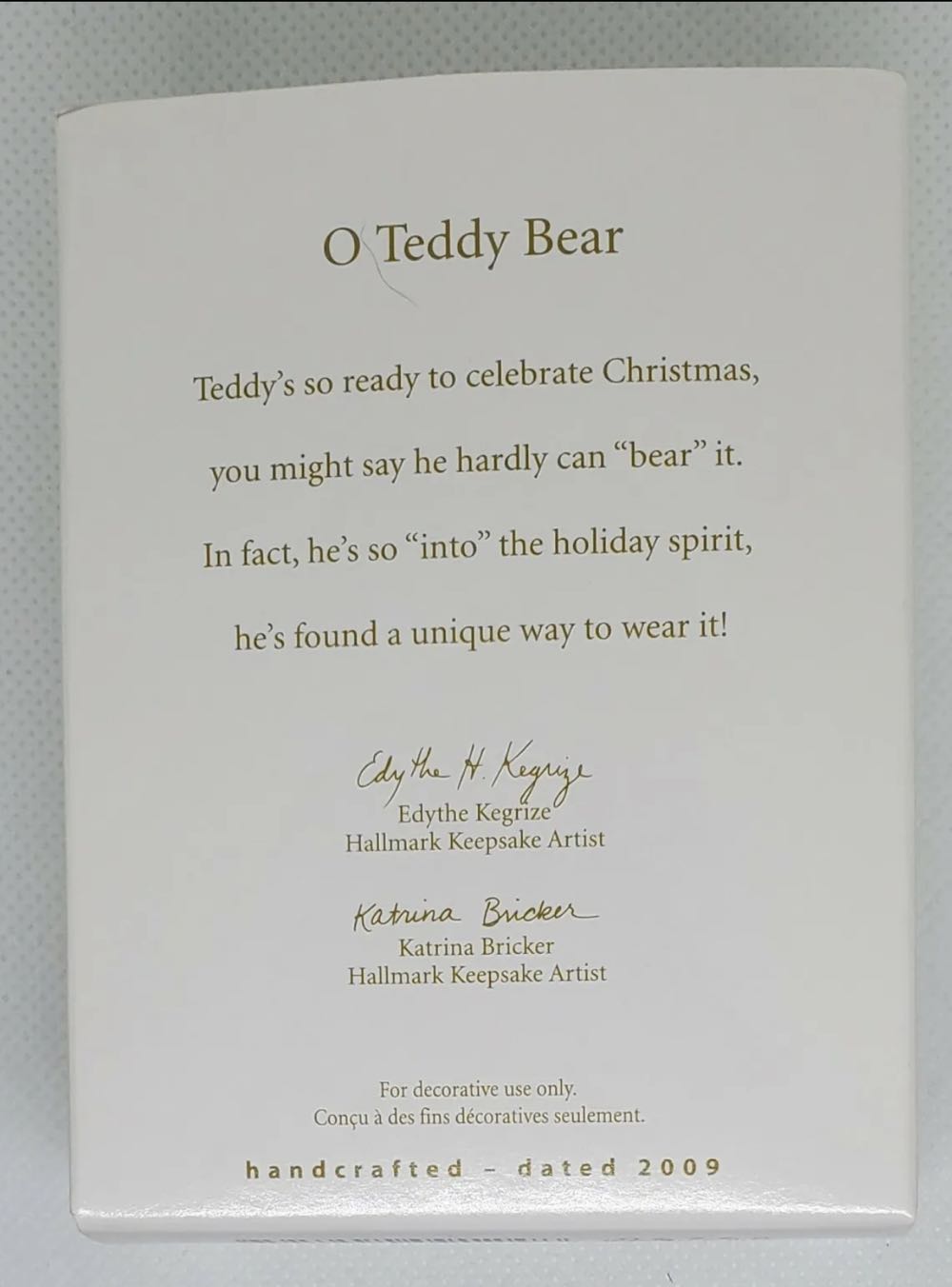 O Teddy Bear  ornament collectible - Main Image 2