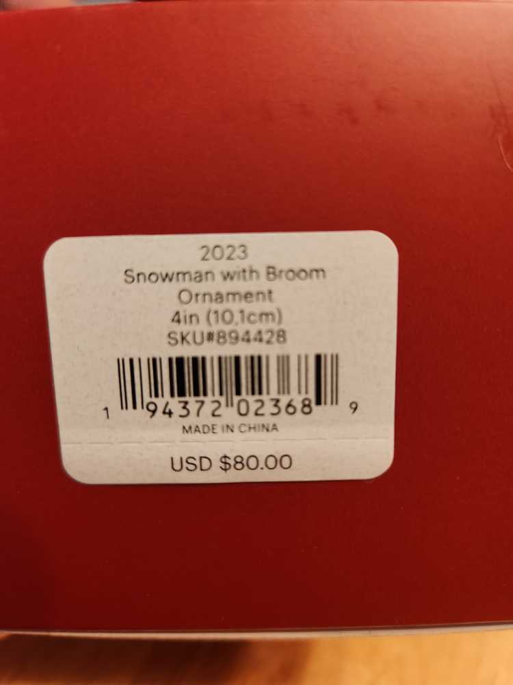 Snowman With Broom Ornament - Lenox Annual Holiday Snowman (Snowman) ornament collectible [Barcode 194372023689] - Main Image 3