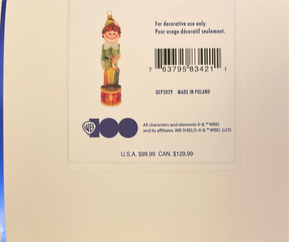 Elf The Movie - Warner Bros. 100th Anniversary (Elf) ornament collectible [Barcode 763795834211] - Main Image 2