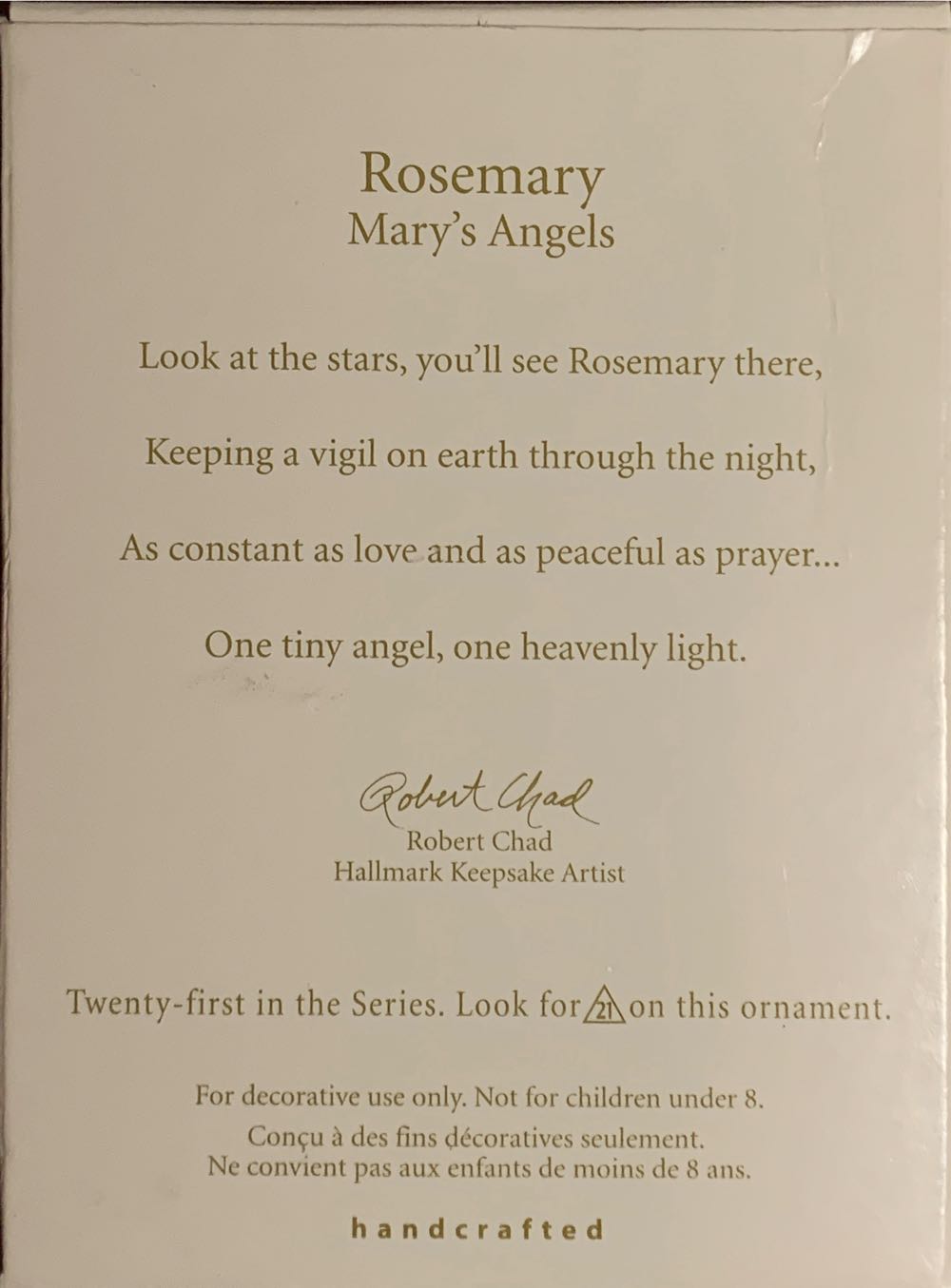 CW21 - Rosemary - Mary’s Angels (Angels) ornament collectible [Barcode 795902019006] - Main Image 3