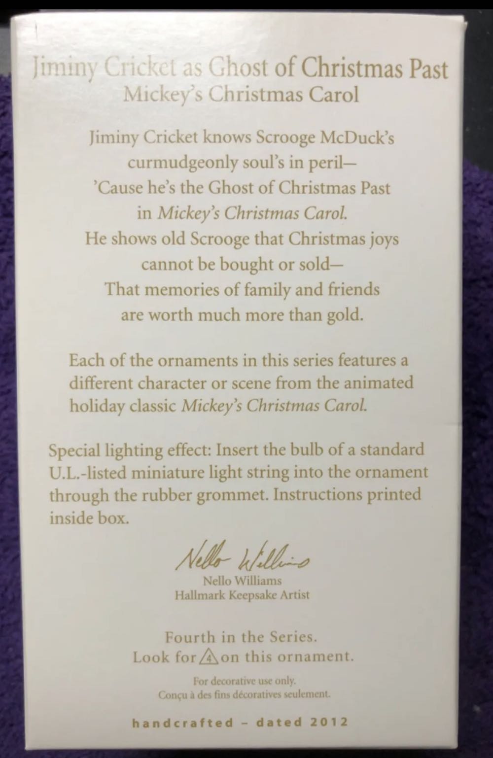 Mickey’s Christmas Carol #4: Jiminy Cricket As Ghost Of Christmas Past - Mickey’s Christmas Carol (Optional Lighting Effect) ornament collectible - Main Image 2