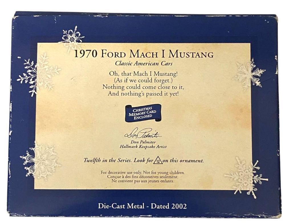 Classic American Cars: 1970 Ford Mach 1 Mustang #12 2002 Ornament - Classic American Cars (1970 Ford Mach 1 Mustang) ornament collectible - Main Image 4