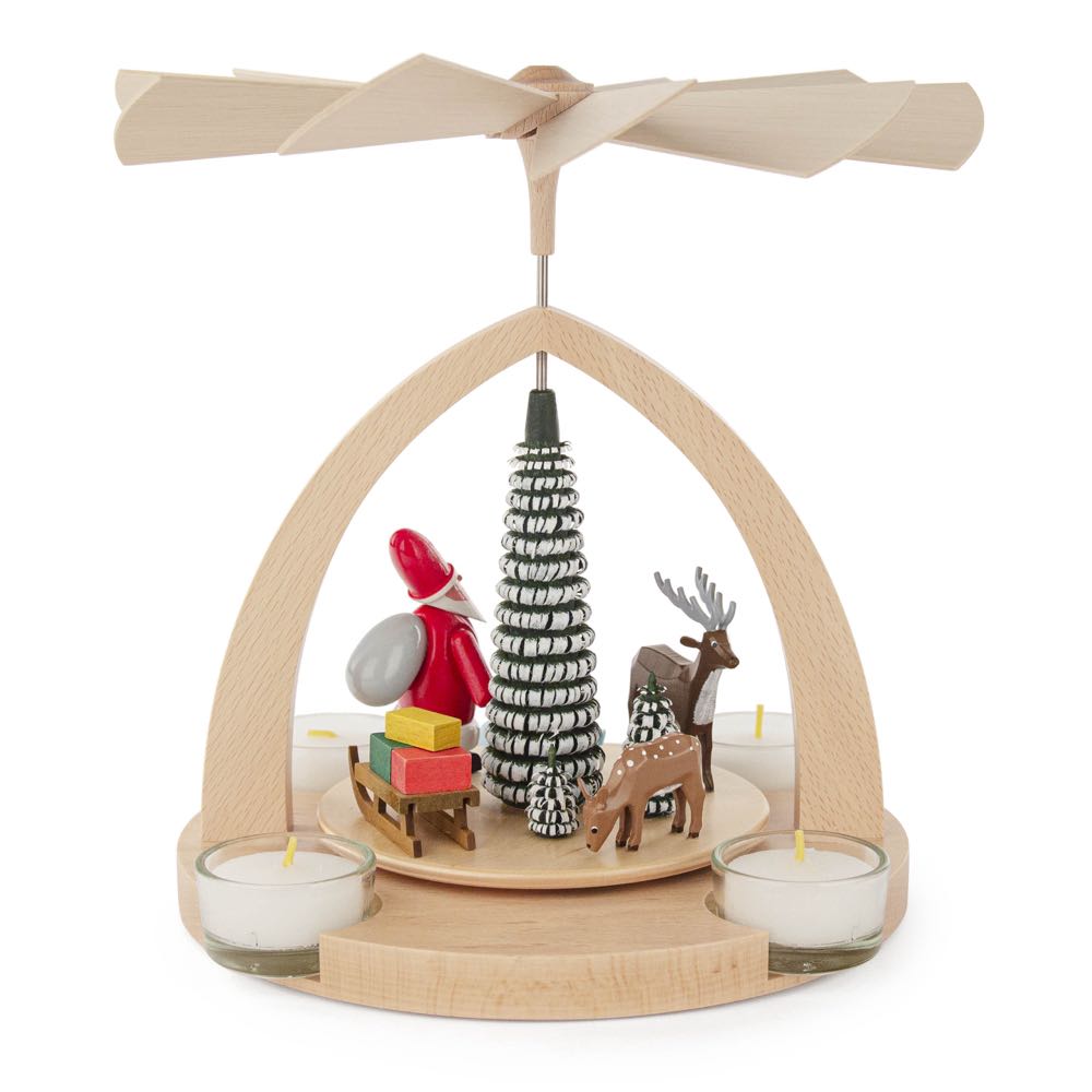 Santa And Reindeer Pyramid, 1 Tier, Tealights  (German Pyramid) ornament collectible - Main Image 2