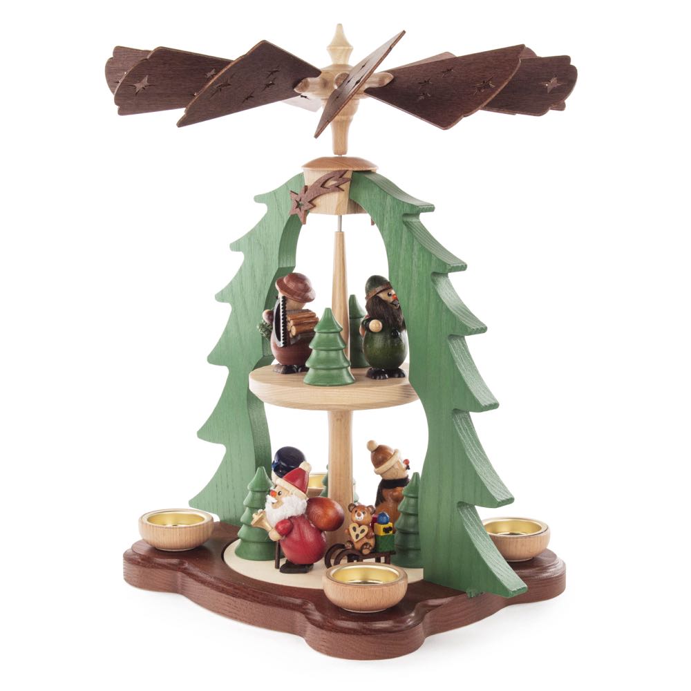 Woodsman Christmas Pyramid - 2 Tiers, Tealights  (German Pyramid) ornament collectible - Main Image 2