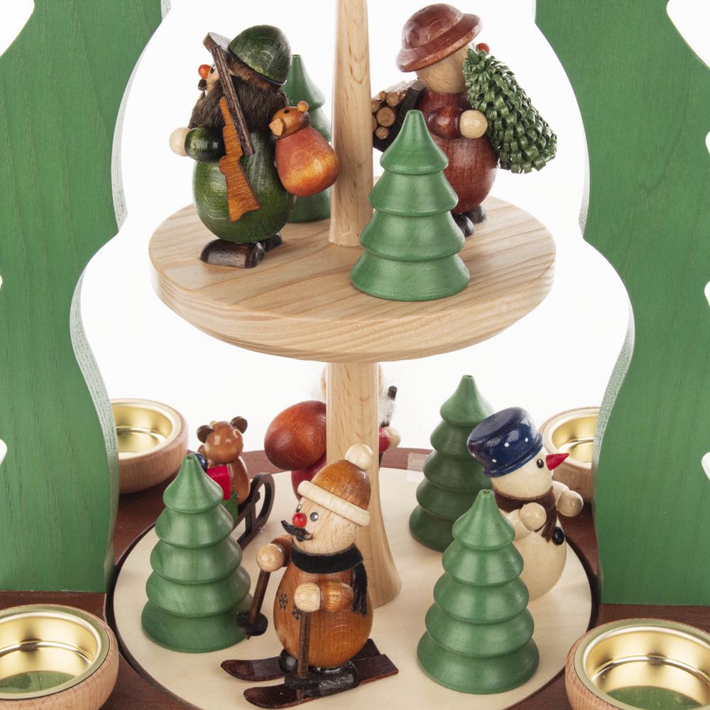 Woodsman Christmas Pyramid - 2 Tiers, Tealights  (German Pyramid) ornament collectible - Main Image 3