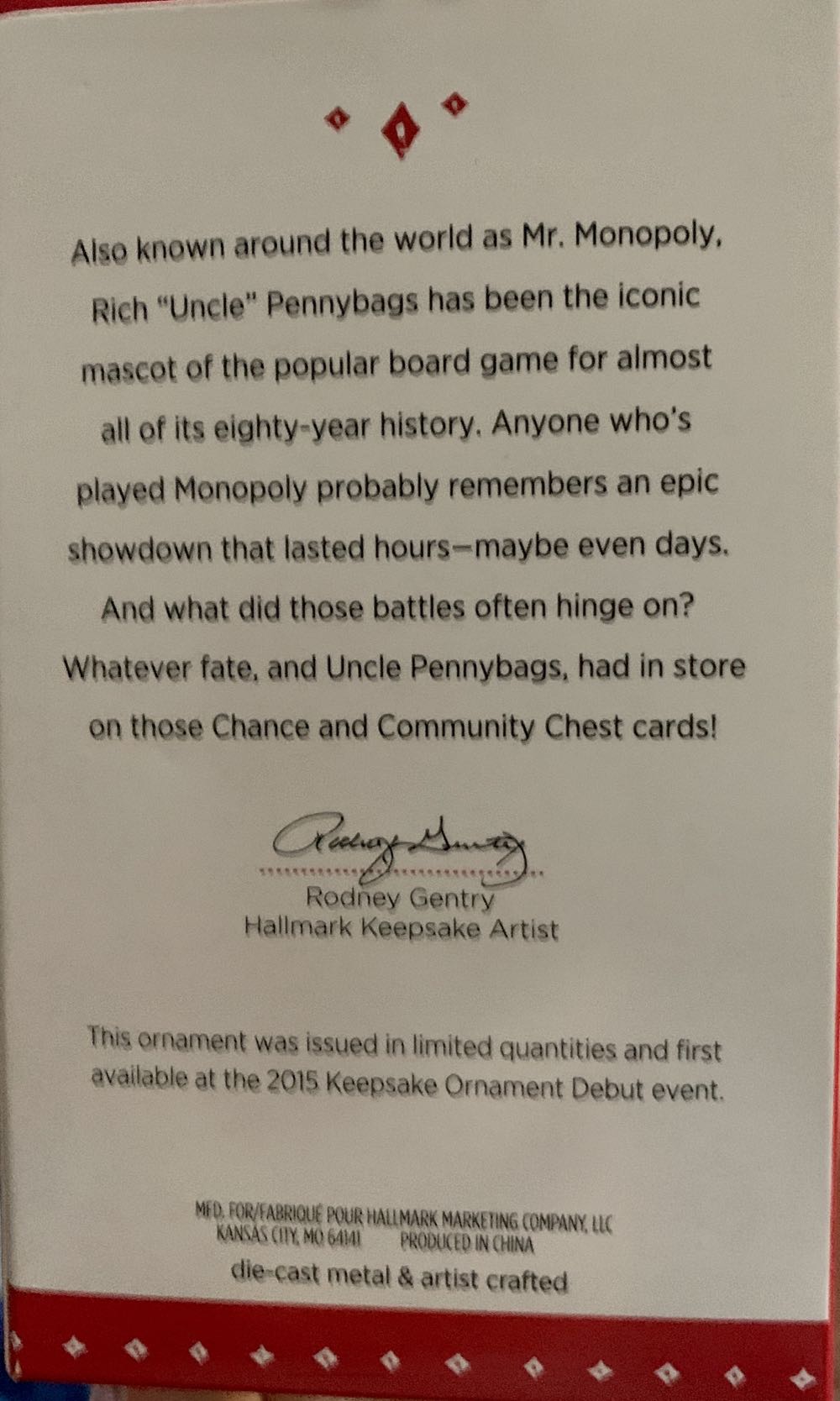 Monopoly Rich “Uncle” Pennybags LTD ED  (80th Anniversary) ornament collectible - Main Image 4