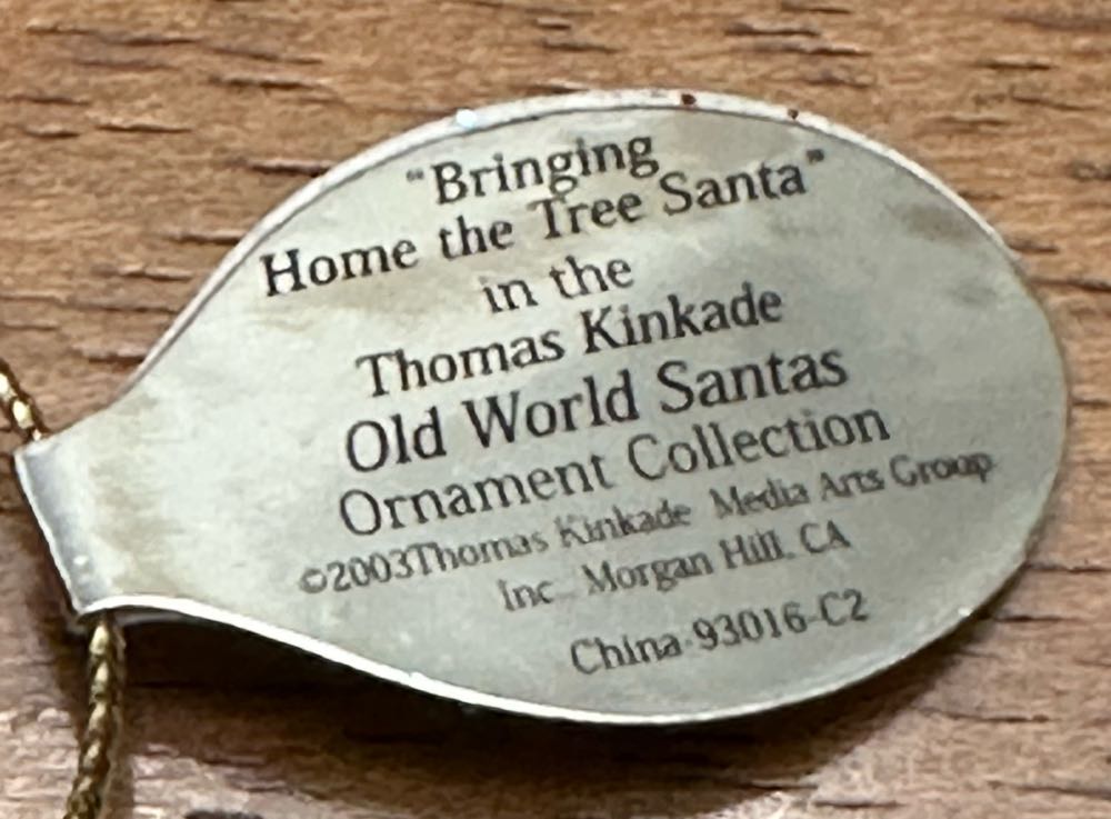 Bringing Home The Tree Santa - Thomas Kinkade Old World Santas (Christmas) ornament collectible - Main Image 2