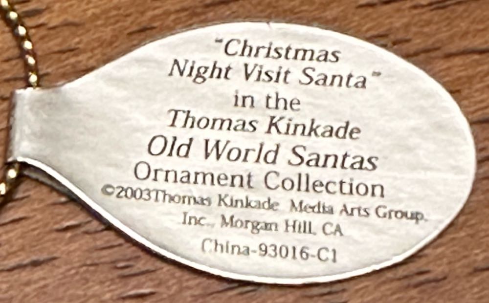 Christmas Night Visit Santa - Thomas Kinkade Old World Santas (Christmas) ornament collectible - Main Image 2