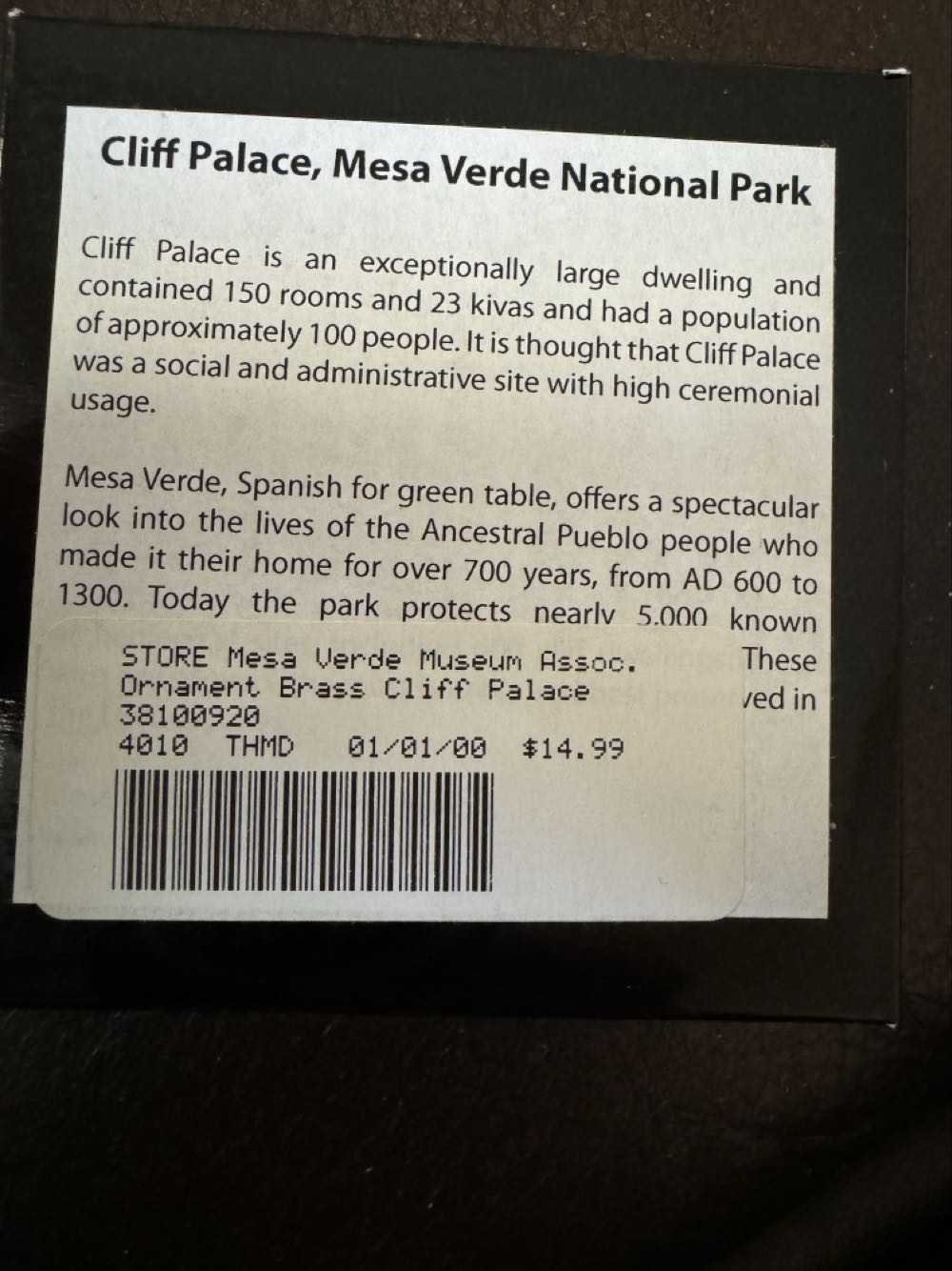 Cliff Palace, Mesa Verde National Park  (Places) ornament collectible - Main Image 2