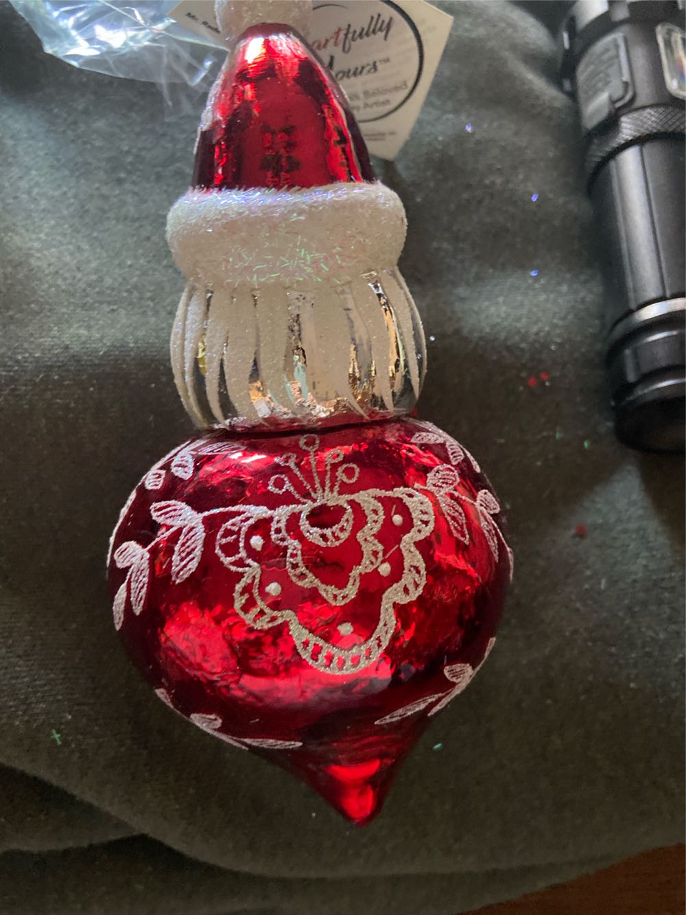 HY Shimmer And Glow Santa  ornament collectible - Main Image 2