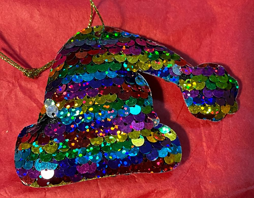 Rainbow Sequin Santa Hat  ornament collectible - Main Image 1